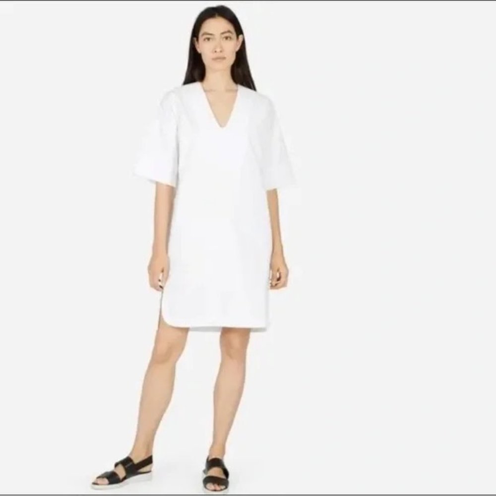 Everlane Cotton Poplin V-Neck Tunic Dress